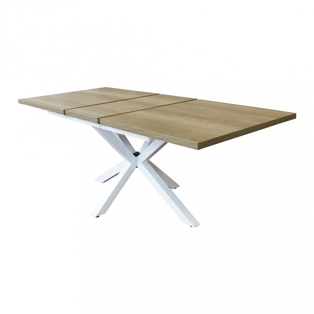 Tavolo allungabile struttura in metallo bianco e piano in mdf marrone 90x160/200xH75 cm Gariè