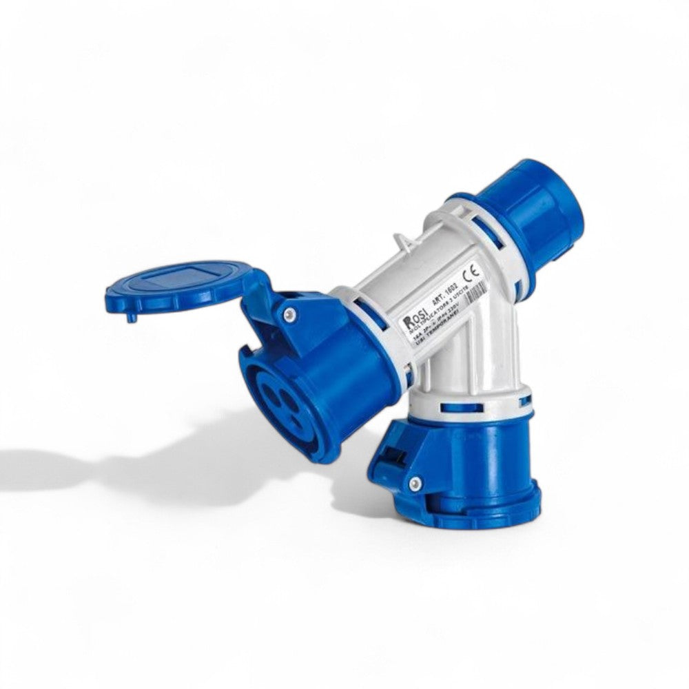 Adaptateur multiplicateur mobile industriel à 2 sorties avec prise 16A IP44 art 1602