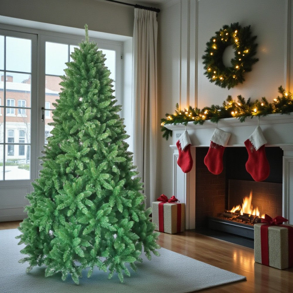 Albero di natale verde con rami in pvc e base in metallo Himala