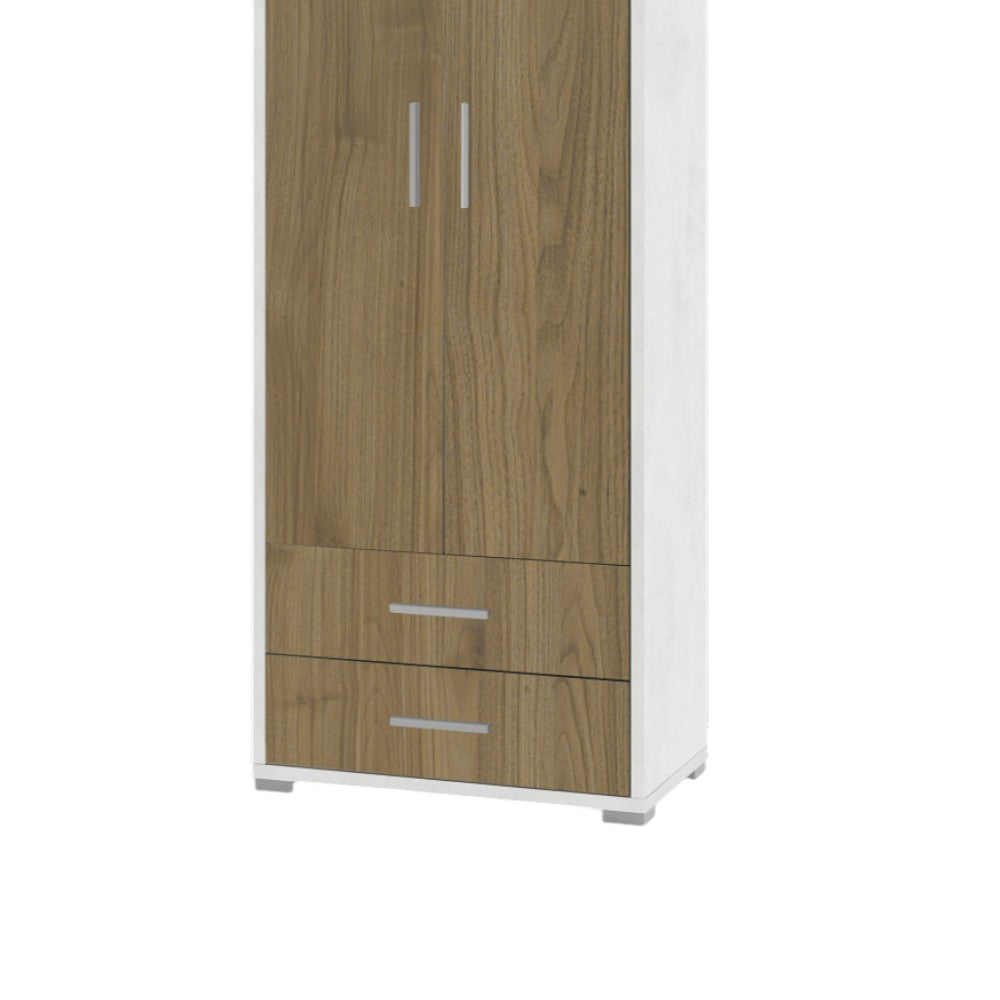 Adb359Osnsk Meuble 2Portes 2Cas H182 L71 Kit Oxyde Blanc Et Noyer Stelvio
