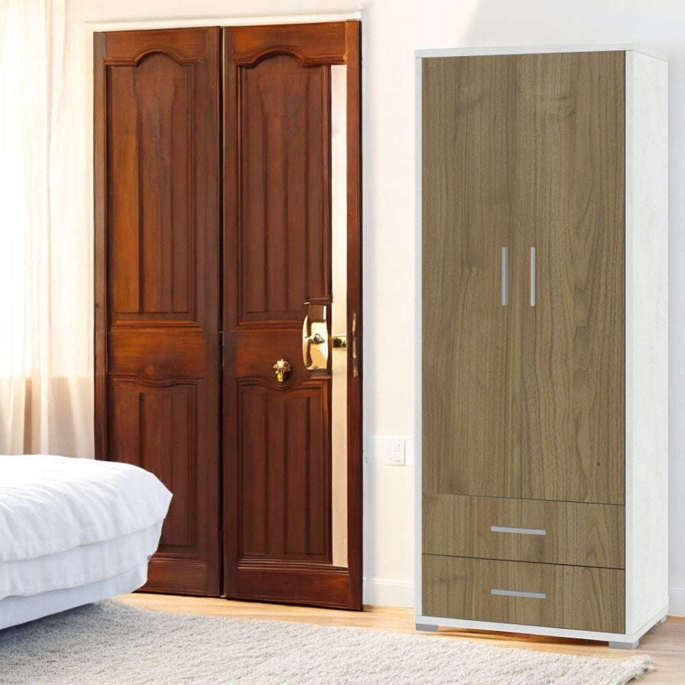 Adb359Osnsk Meuble 2Portes 2Cas H182 L71 Kit Oxyde Blanc Et Noyer Stelvio