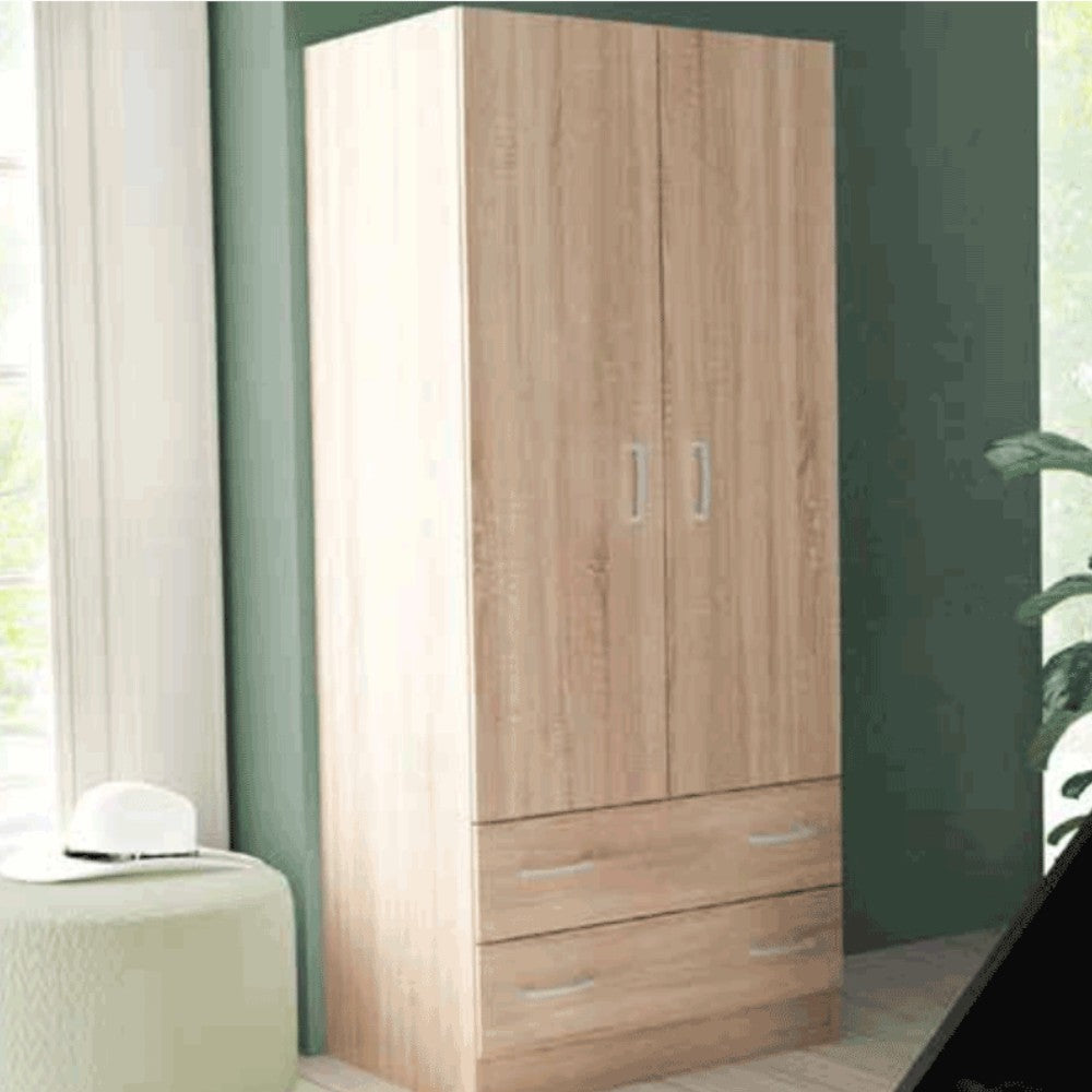 armoire avec deux portes et deux étagères 'wardrobe 4' chêne clair 80x52x190h cm