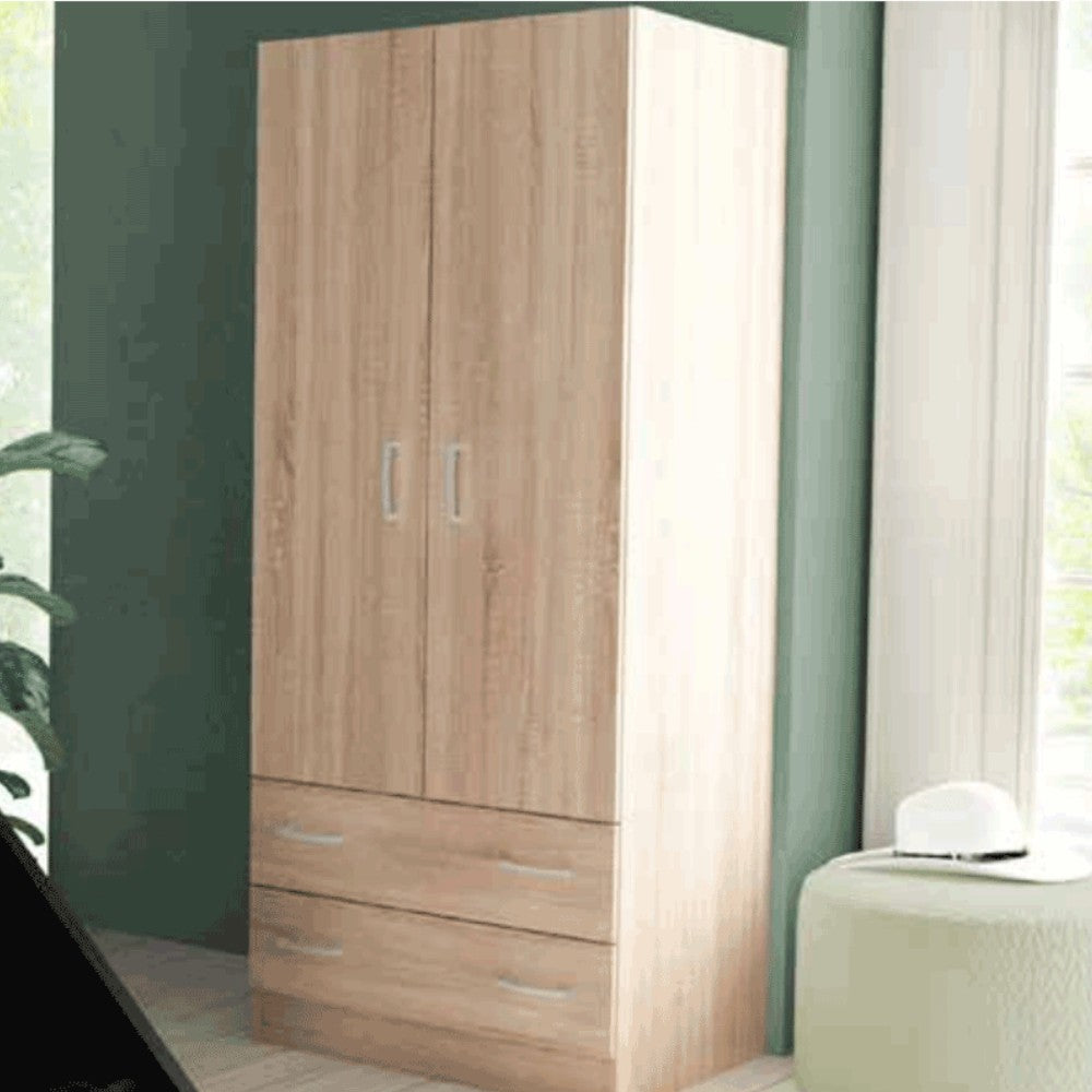 armoire avec deux portes et deux étagères 'wardrobe 4' chêne clair 80x52x190h cm