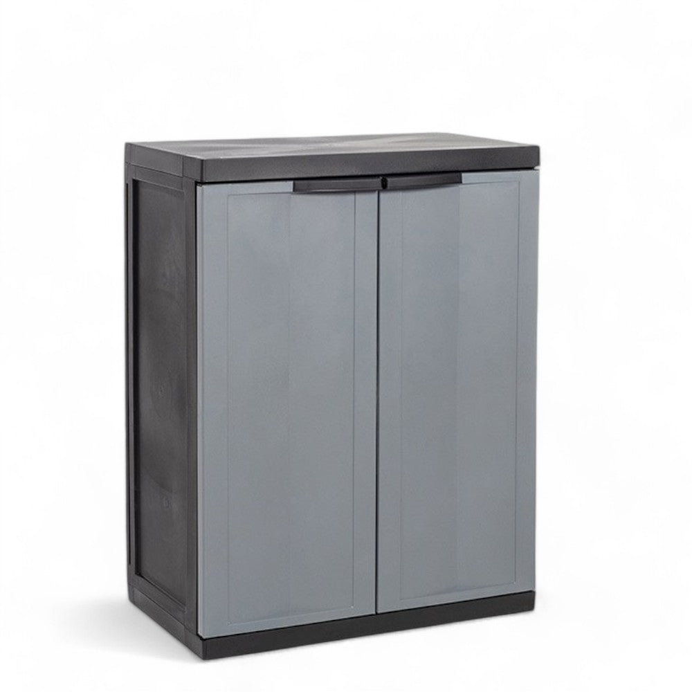 Armoire Basse Avec 2 Portes + 1 Etagère Noir/Gris Art.200Bk - cm.65x37x85h.