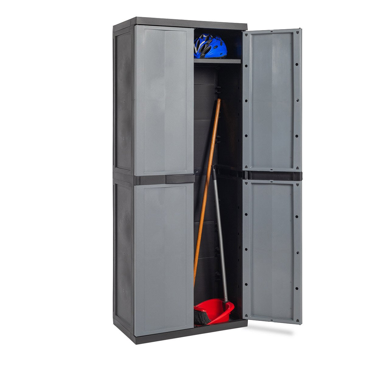Armoire à balais en résine Trend Line Toomax avec 2 portes et 4 étagères réglables 