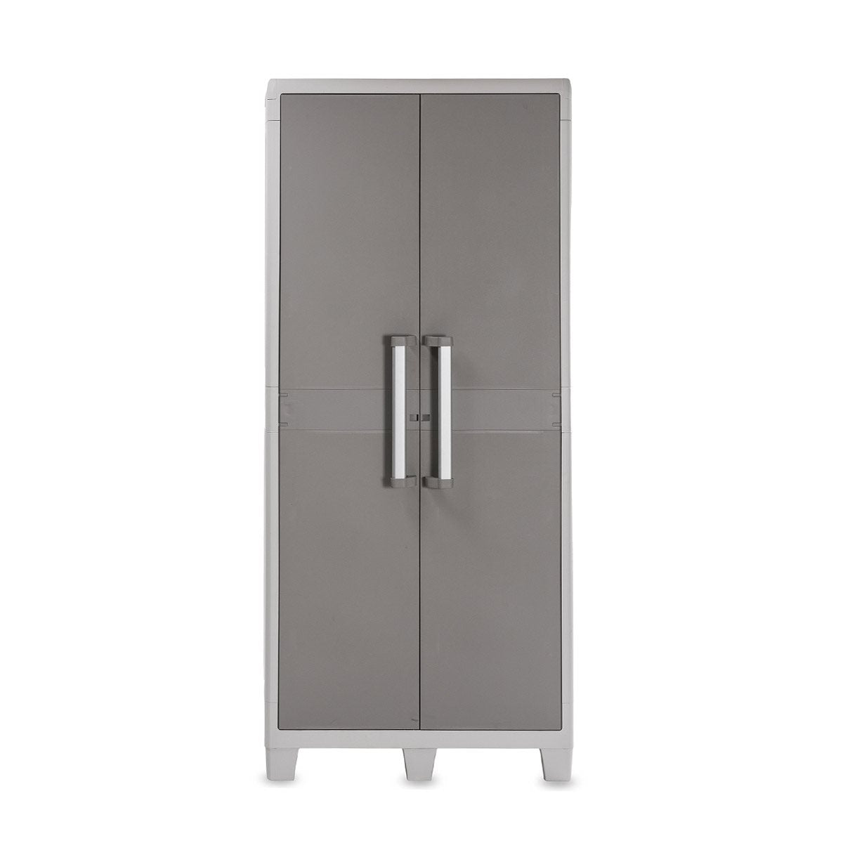 Armoire à balais en résine Urban XL Toomax avec 2 étagères latérales et 2 portes effet métal