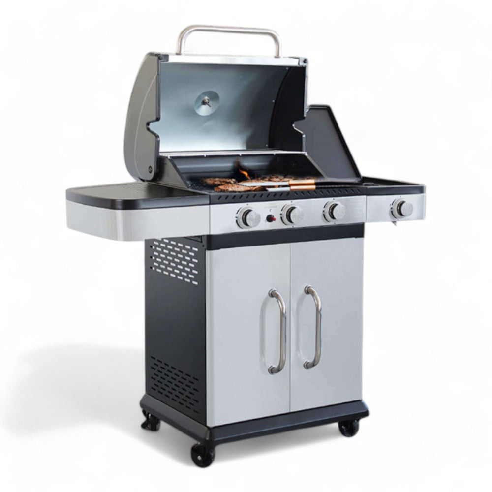Barbecue à gaz en acier à 3 brûleurs avec brûleur latéral Michigan 4