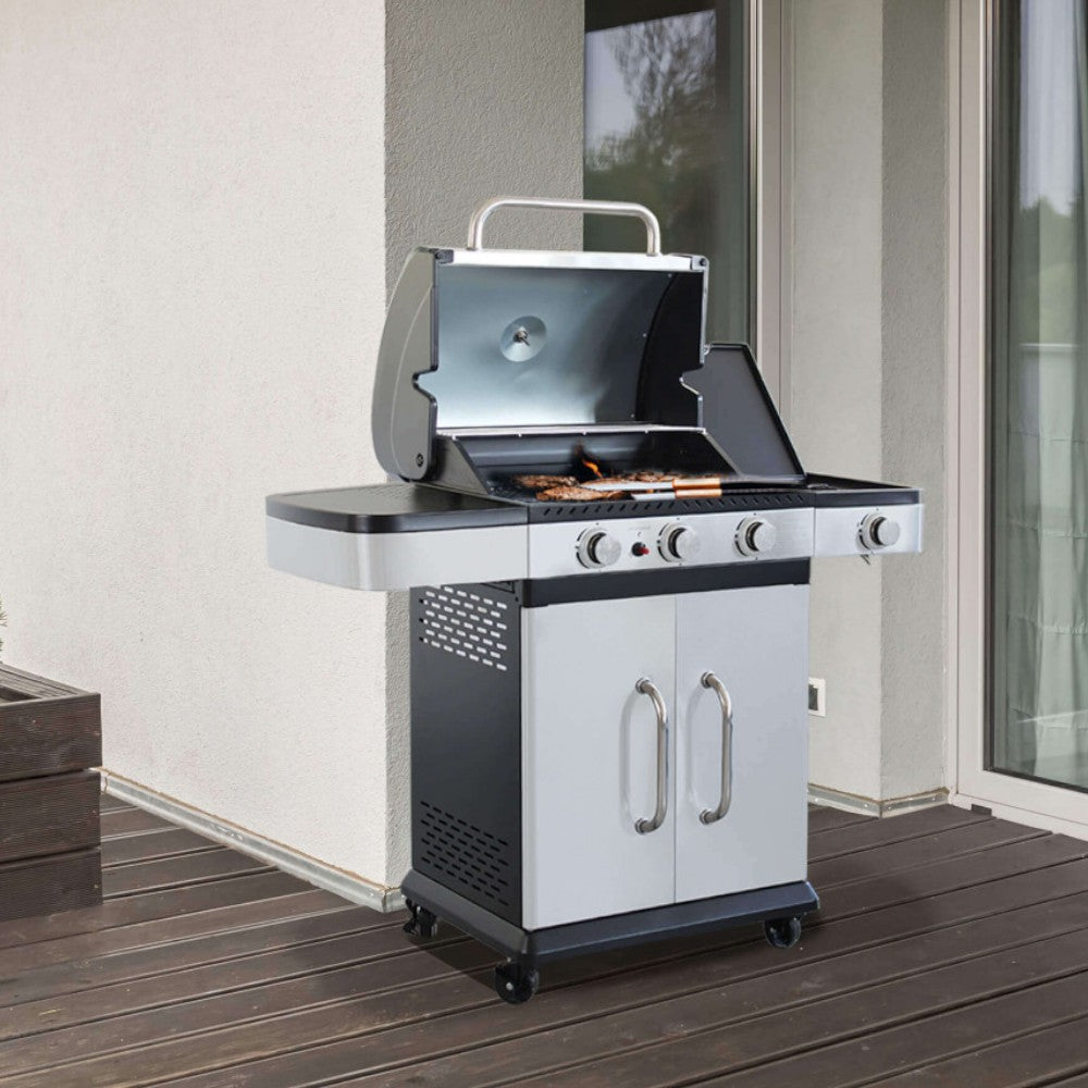 Barbecue à gaz en acier à 3 brûleurs avec brûleur latéral Michigan 4