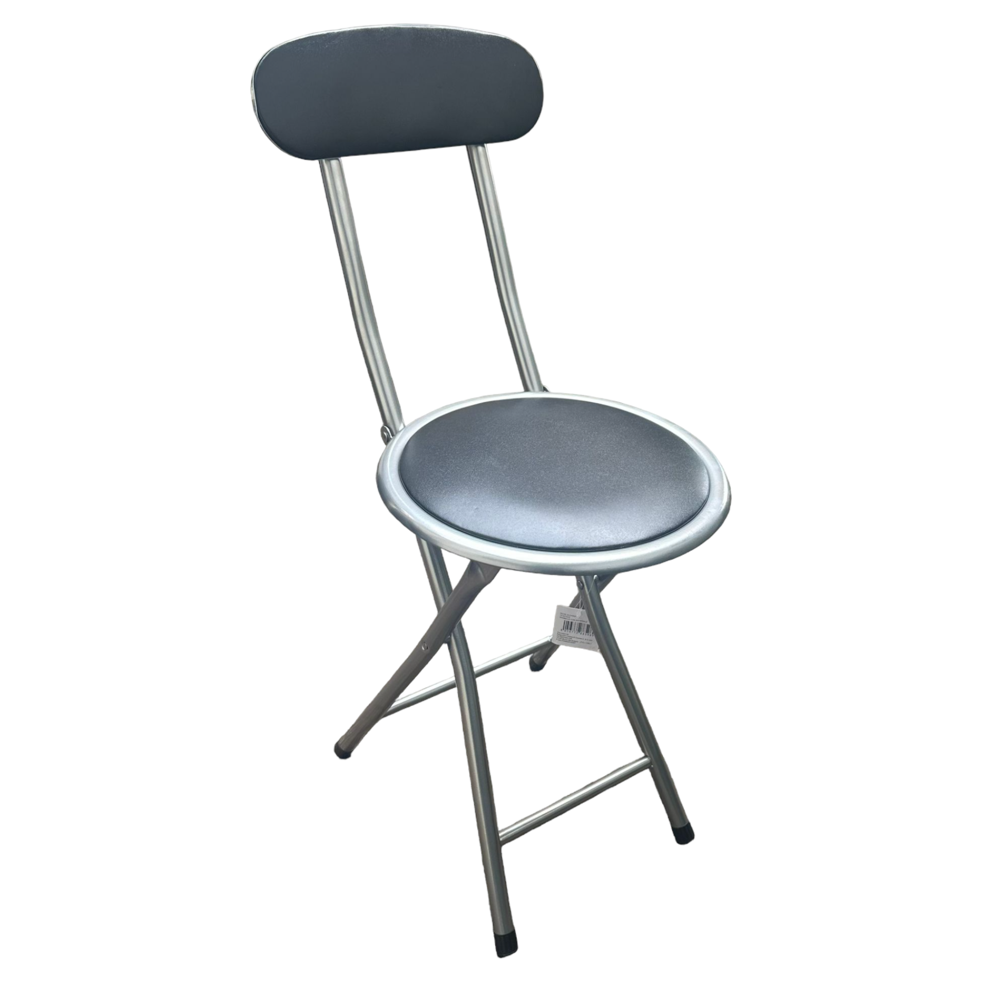 Sgabello pieghevole con struttura in acciaio seduta e schienale imbottiti in PVC Easy