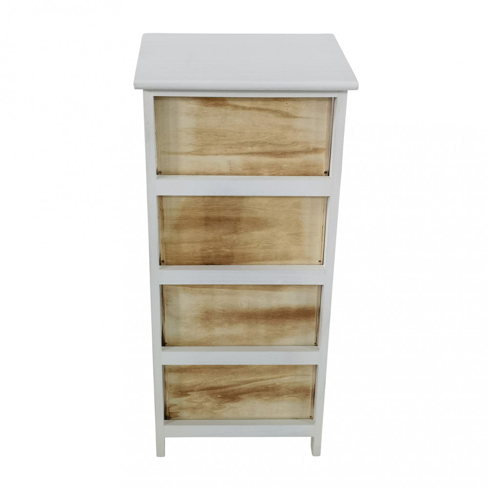 Mobiletto verticale in legno con quattro cassetti fisso bianco e grigio 34x25xH77 cm