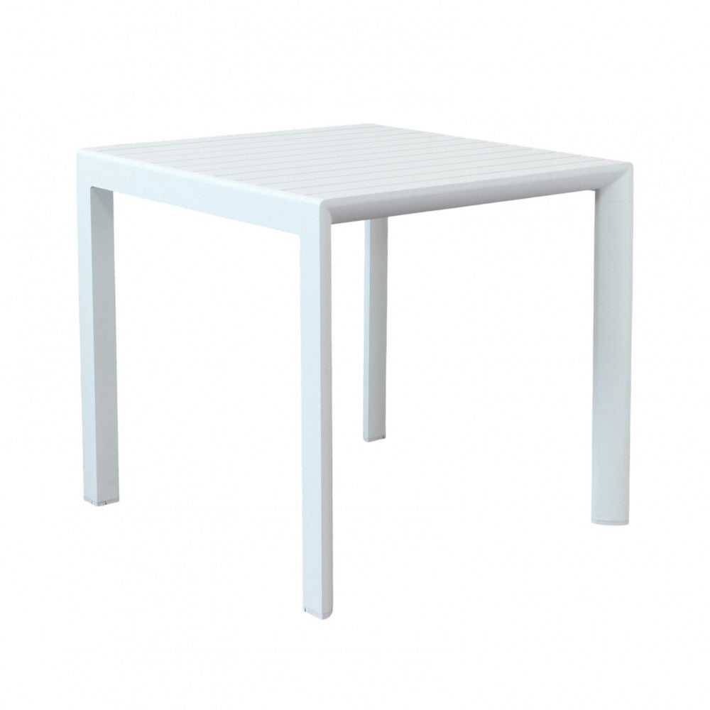 Tavolo quadrato 80x80 cm in alluminio con piano a doghe e piedi regolabili Alley