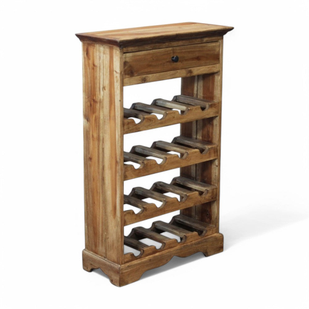 Cantinetta portabottiglie rettangolare fisso marrone in legno massello di mogano 55x23xH85 cm