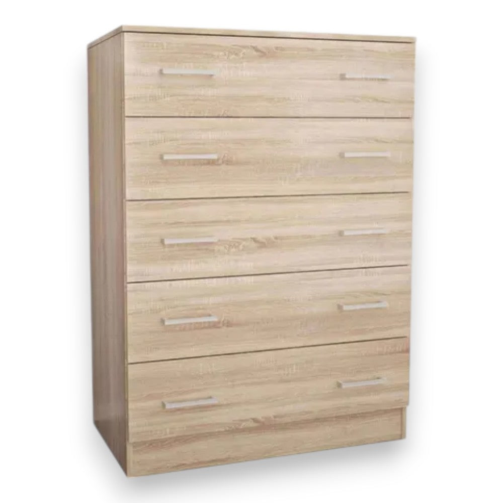 commode à cinq tiroirs 'tiroir 5' chêne clair 80x45x111h cm