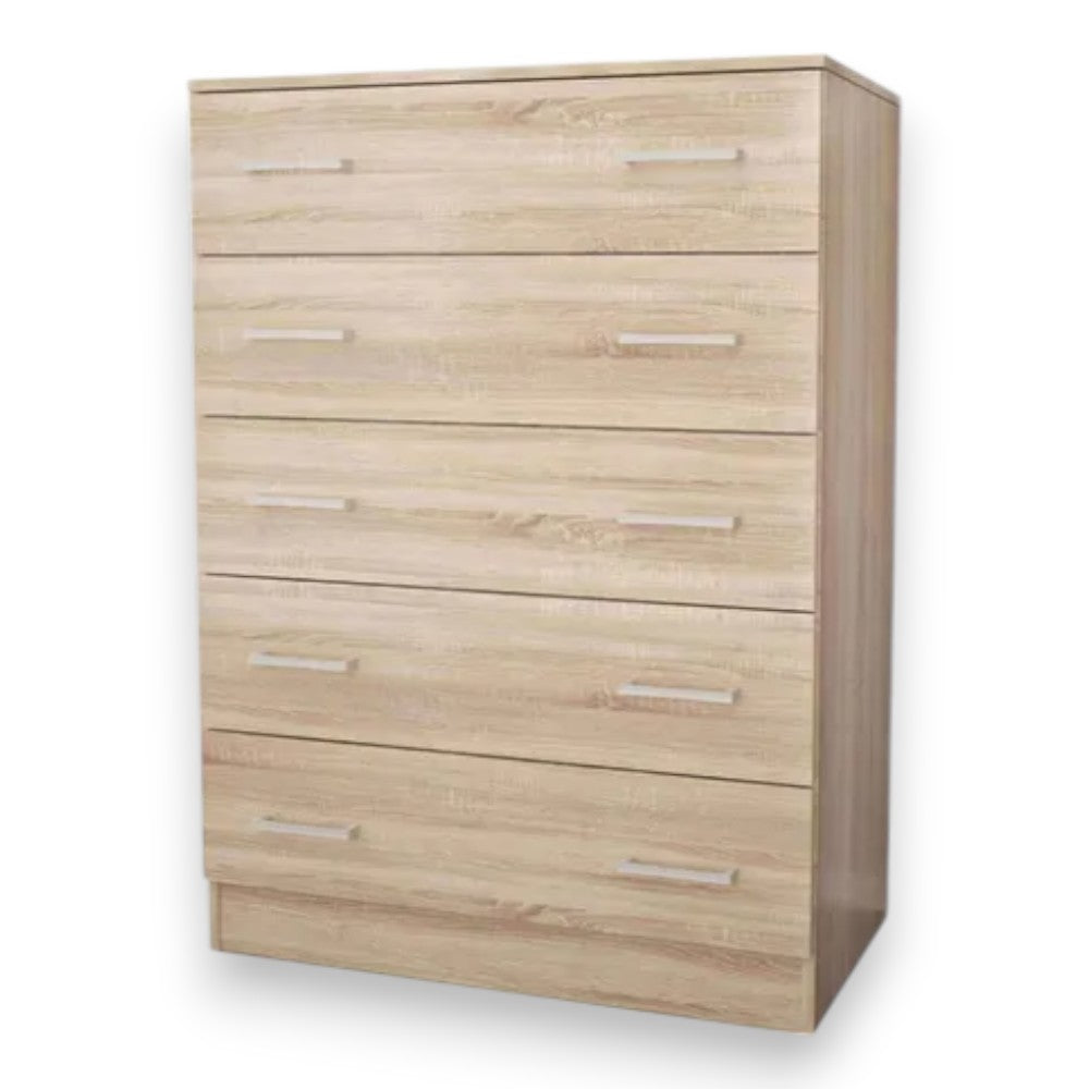 commode à cinq tiroirs 'tiroir 5' chêne clair 80x45x111h cm