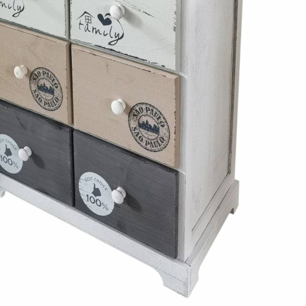 Mobiletto rettangolare in legno con 6 cassetti da interno 48x29xH56 cm