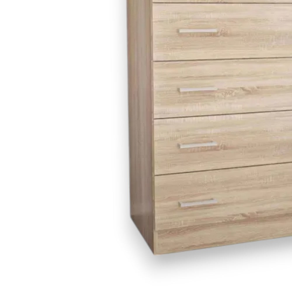 commode à cinq tiroirs 'tiroir 5' chêne clair 80x45x111h cm