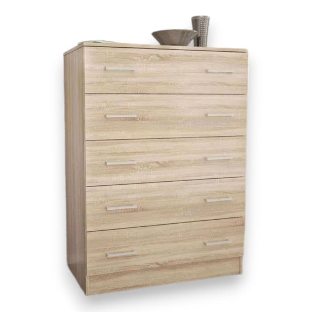 commode à cinq tiroirs 'tiroir 5' chêne clair 80x45x111h cm
