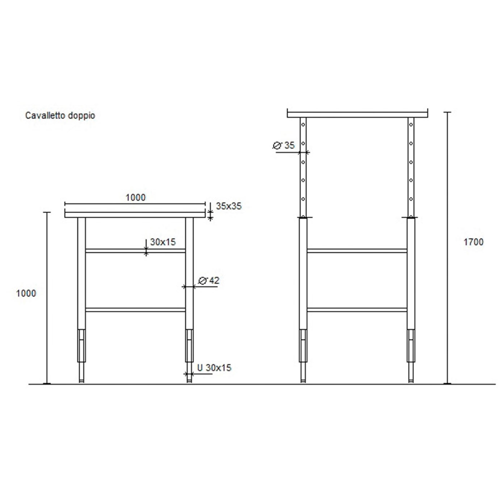 Chevalet double construction avec hauteur réglable 100-170 cm