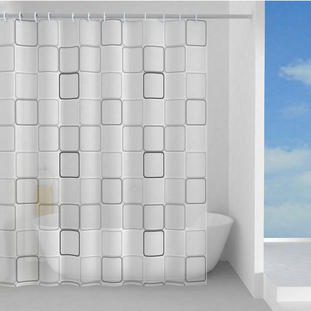 Rideau de douche salle de bain en peva domino gris