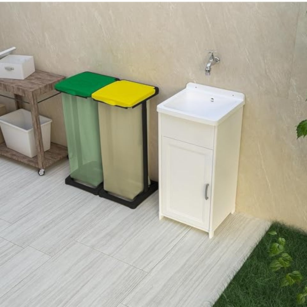 Lavabo mural et structure en résine pour intérieur et extérieur 40x40xH78 cm