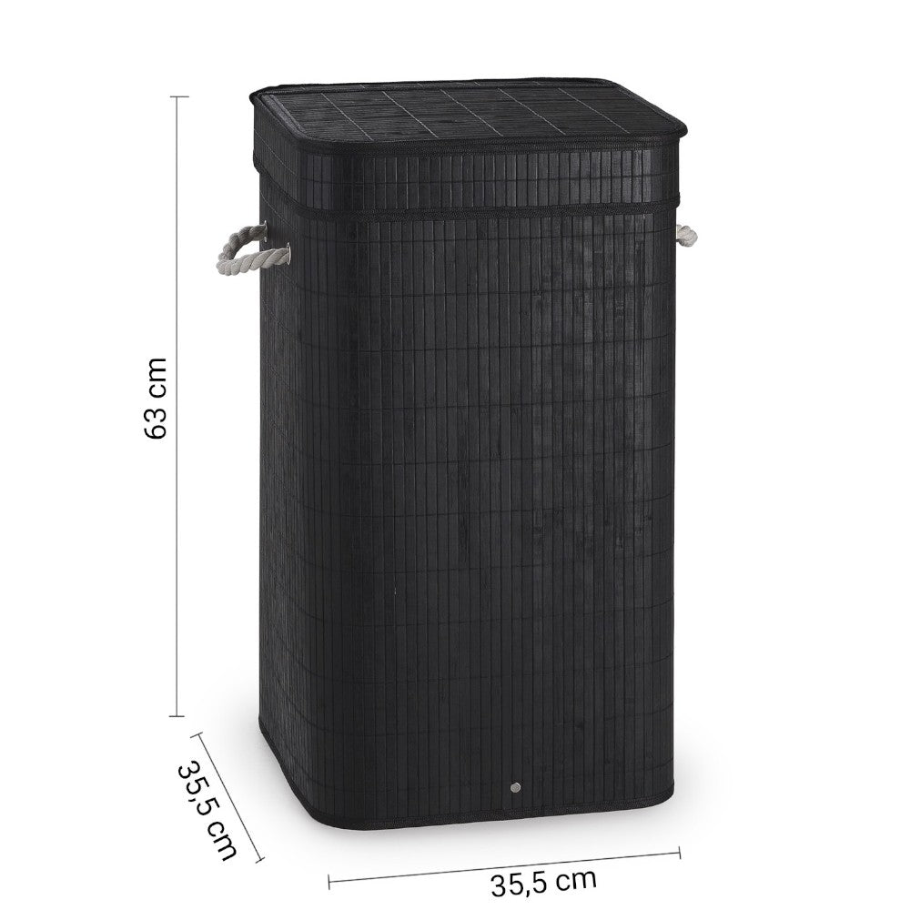 Portabiancheria cesta casalinga a scatola 35.5x35.5xH63 cm in bambù "Tatami"