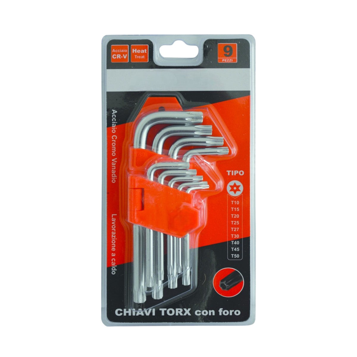 Clés Torx mâles à trou court Chrome Vanadium en série 9 pièces
