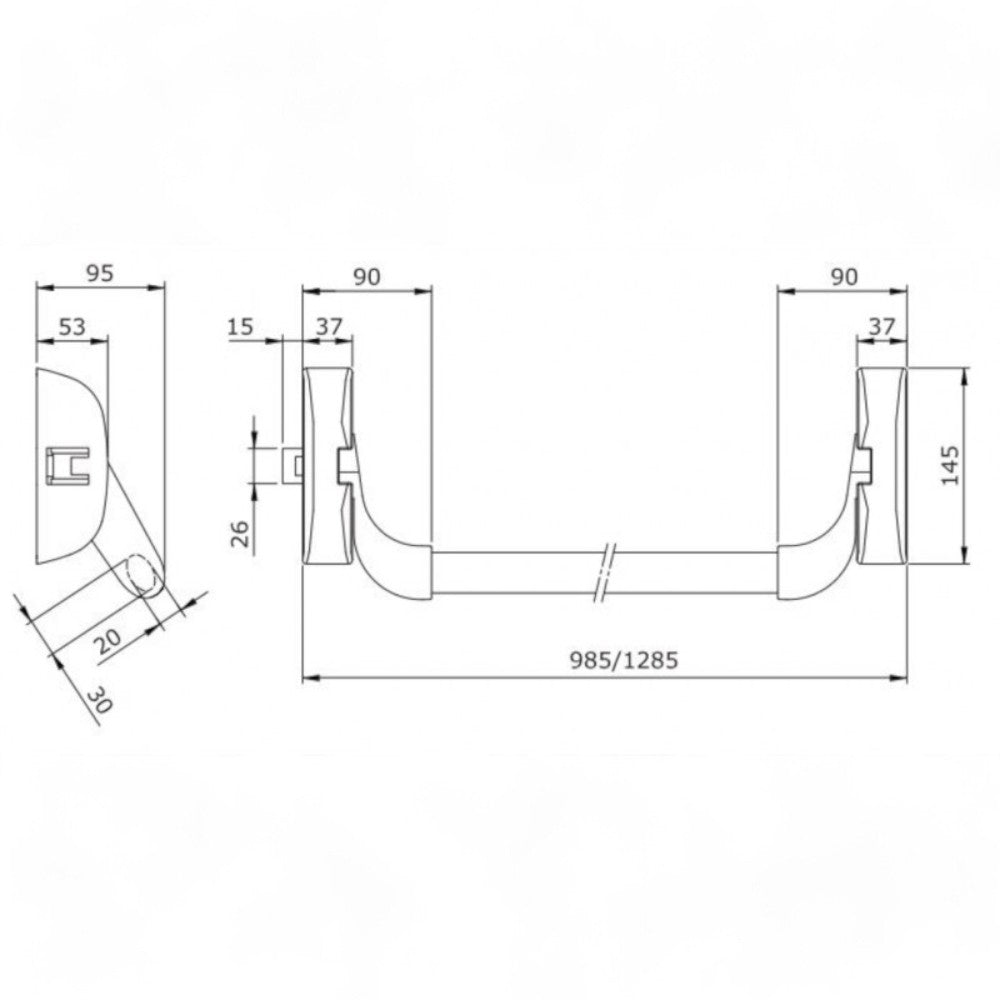 chiusura laterale reversibile nera per maniglione antipanico senza autobloccante antibatterica conforme EN1125