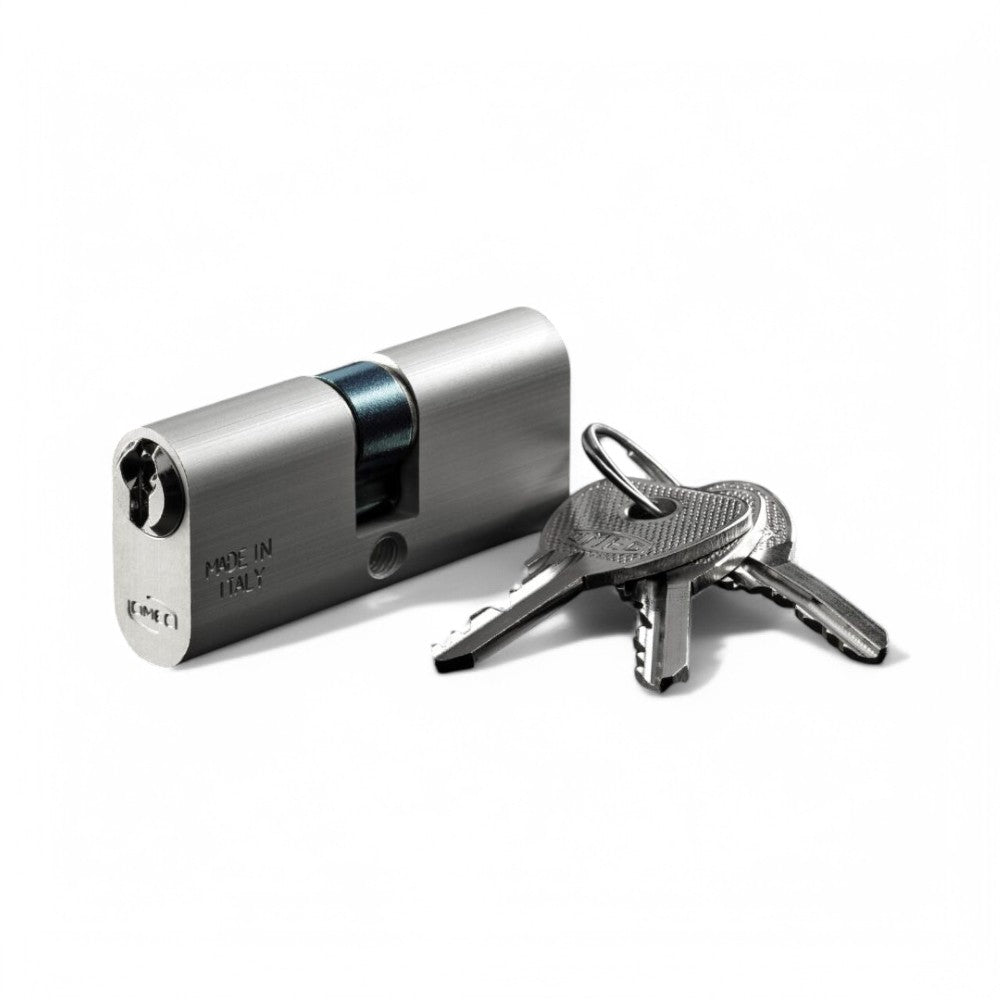 Cylindre à mortaise ovale en aluminium avec clé plate 2140 - 60 mm centré (30x30) (2140/04L)
