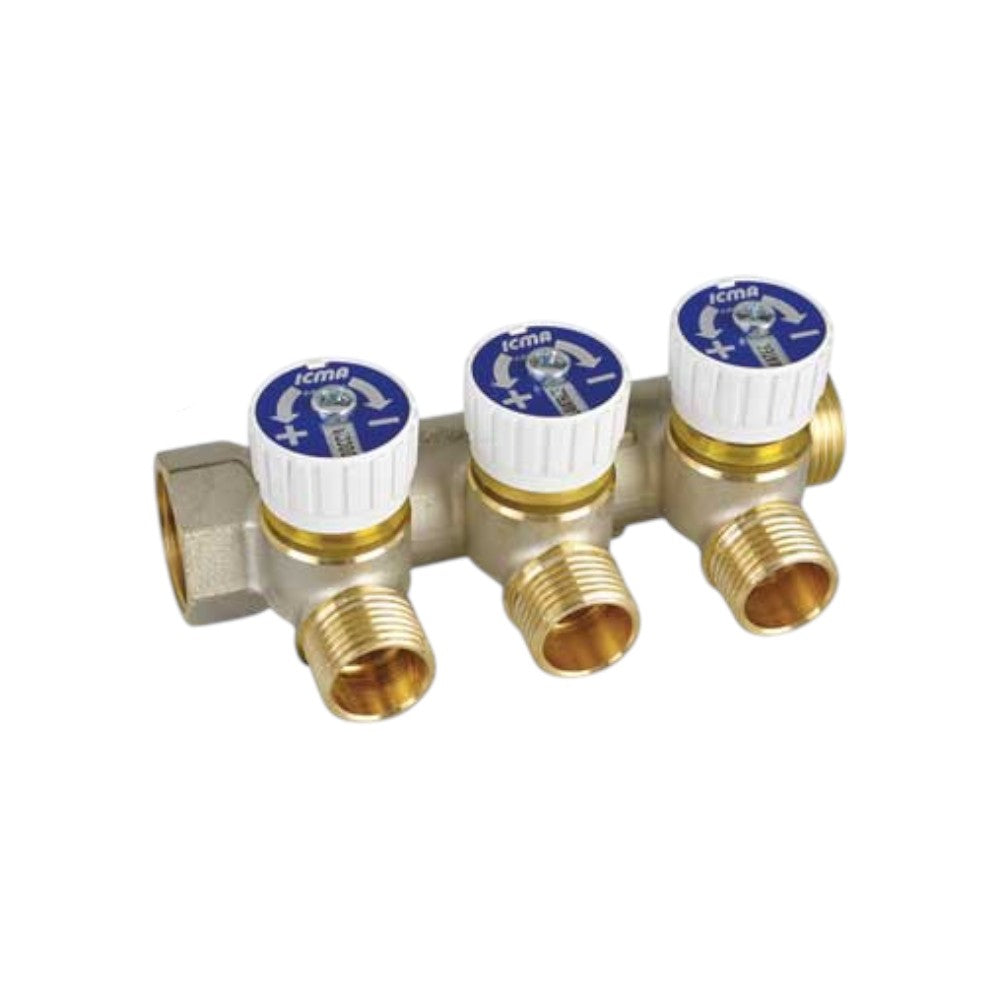 Collettore idraulico lineare m/f 3/4" con rubinetti