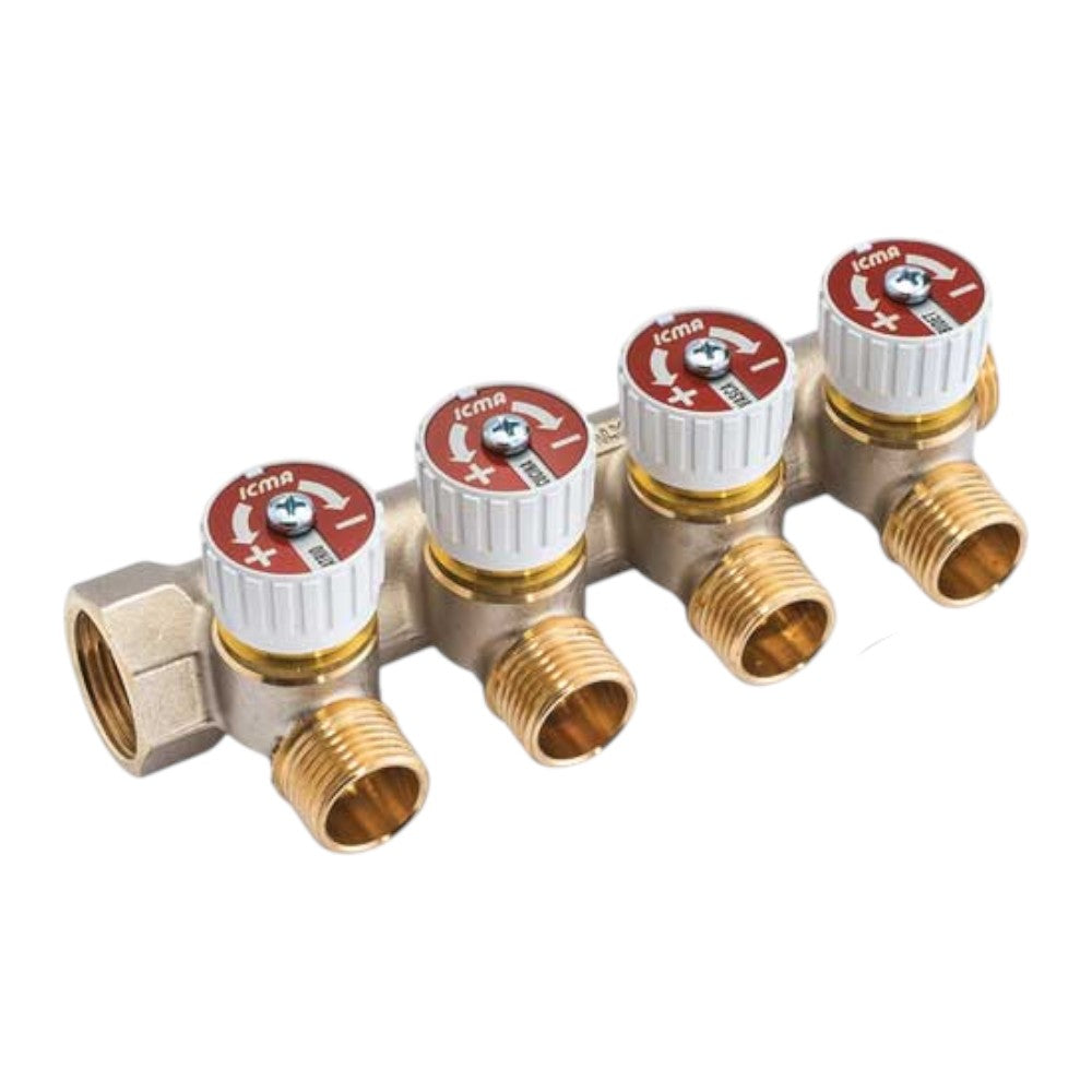 Collettore idraulico lineare m/f 3/4" con rubinetti