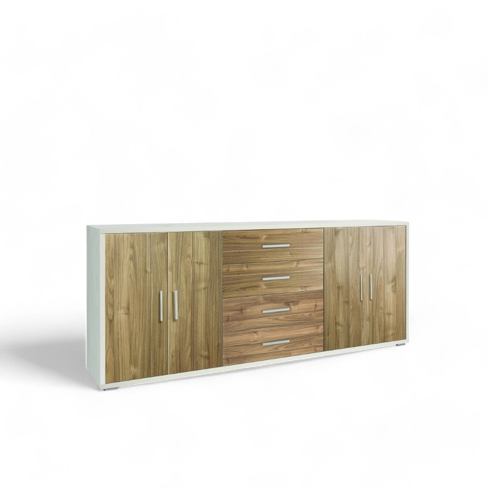 Adb808Osnsk Meuble 4 portes 4 tiroirs Kit oxyde blanc et noyer Stelvio