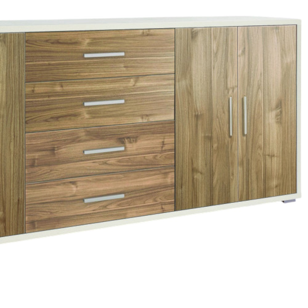 Adb808Osnsk Meuble 4 portes 4 tiroirs Kit oxyde blanc et noyer Stelvio