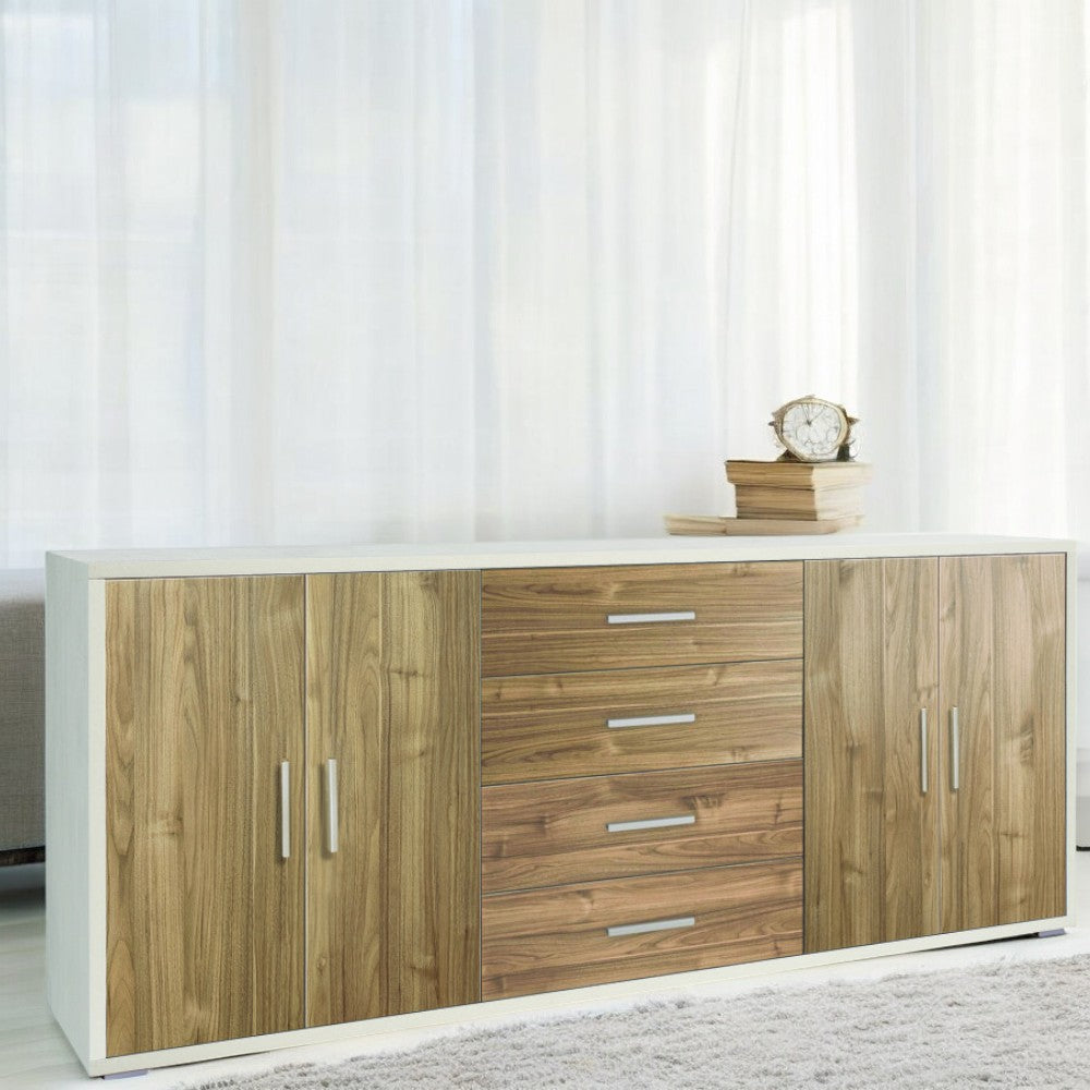 Adb808Osnsk Meuble 4 portes 4 tiroirs Kit oxyde blanc et noyer Stelvio