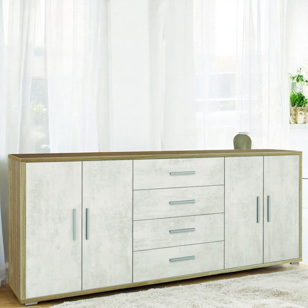Adb808Nsosk Kit armoire 4 portes 4 tiroirs en noyer Stelvio et oxyde blanc