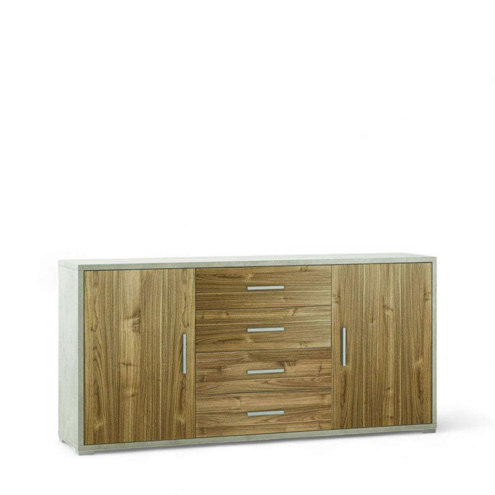 Adb804Osnsk Meuble 2 portes 4 tiroirs Kit oxyde blanc et noyer Stelvio