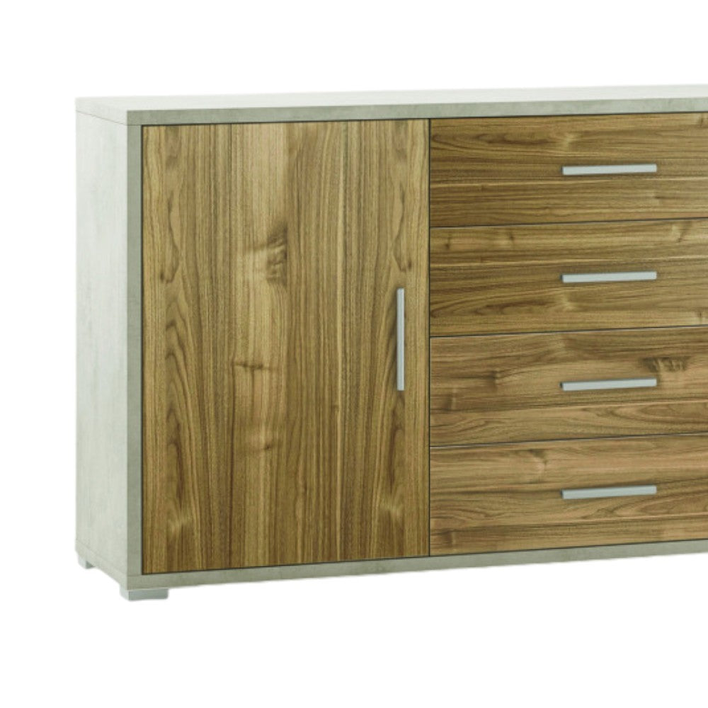Adb804Osnsk Meuble 2 portes 4 tiroirs Kit oxyde blanc et noyer Stelvio