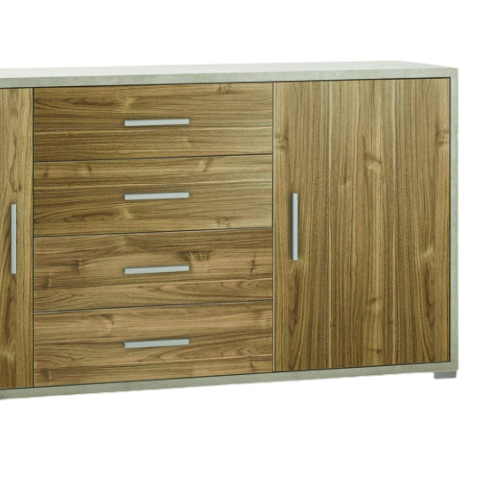 Adb804Osnsk Meuble 2 portes 4 tiroirs Kit oxyde blanc et noyer Stelvio