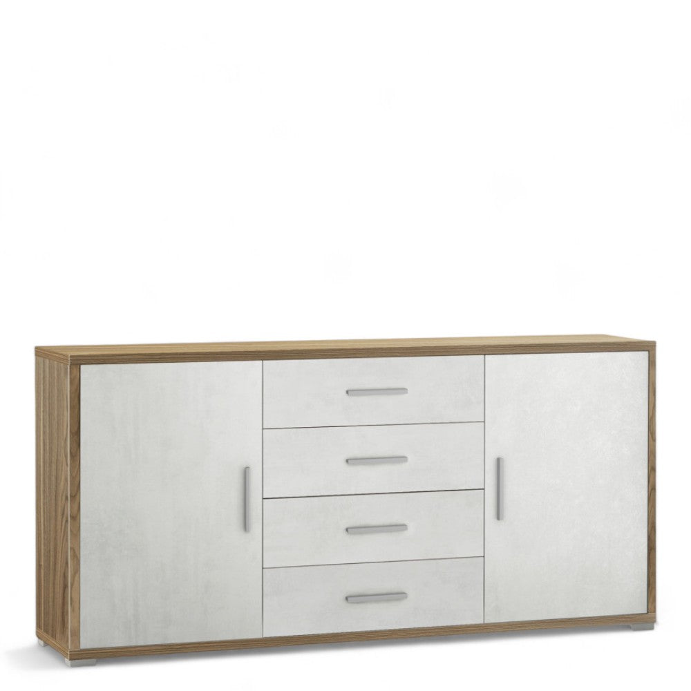 Adb804Nsosk Kit armoire 2 portes 4 tiroirs en noyer Stelvio et oxyde blanc