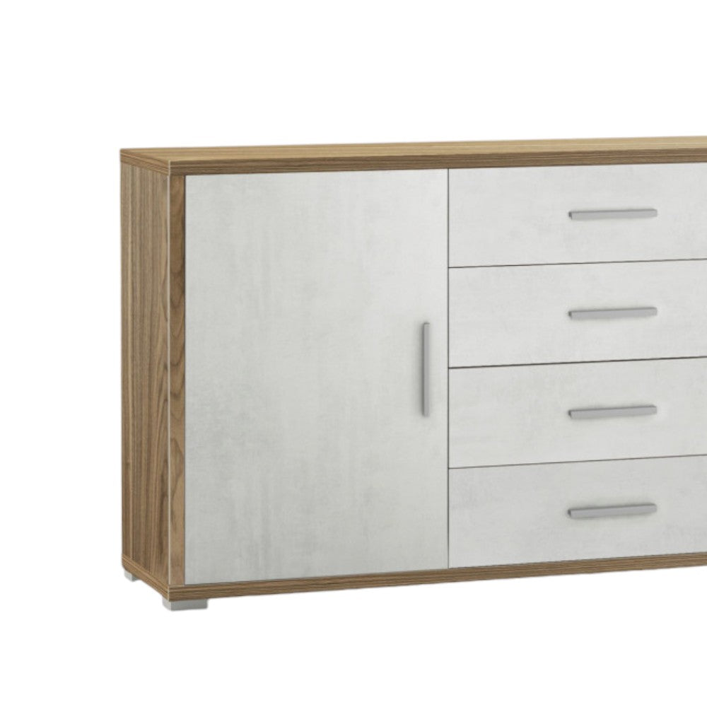 Adb804Nsosk Kit armoire 2 portes 4 tiroirs en noyer Stelvio et oxyde blanc