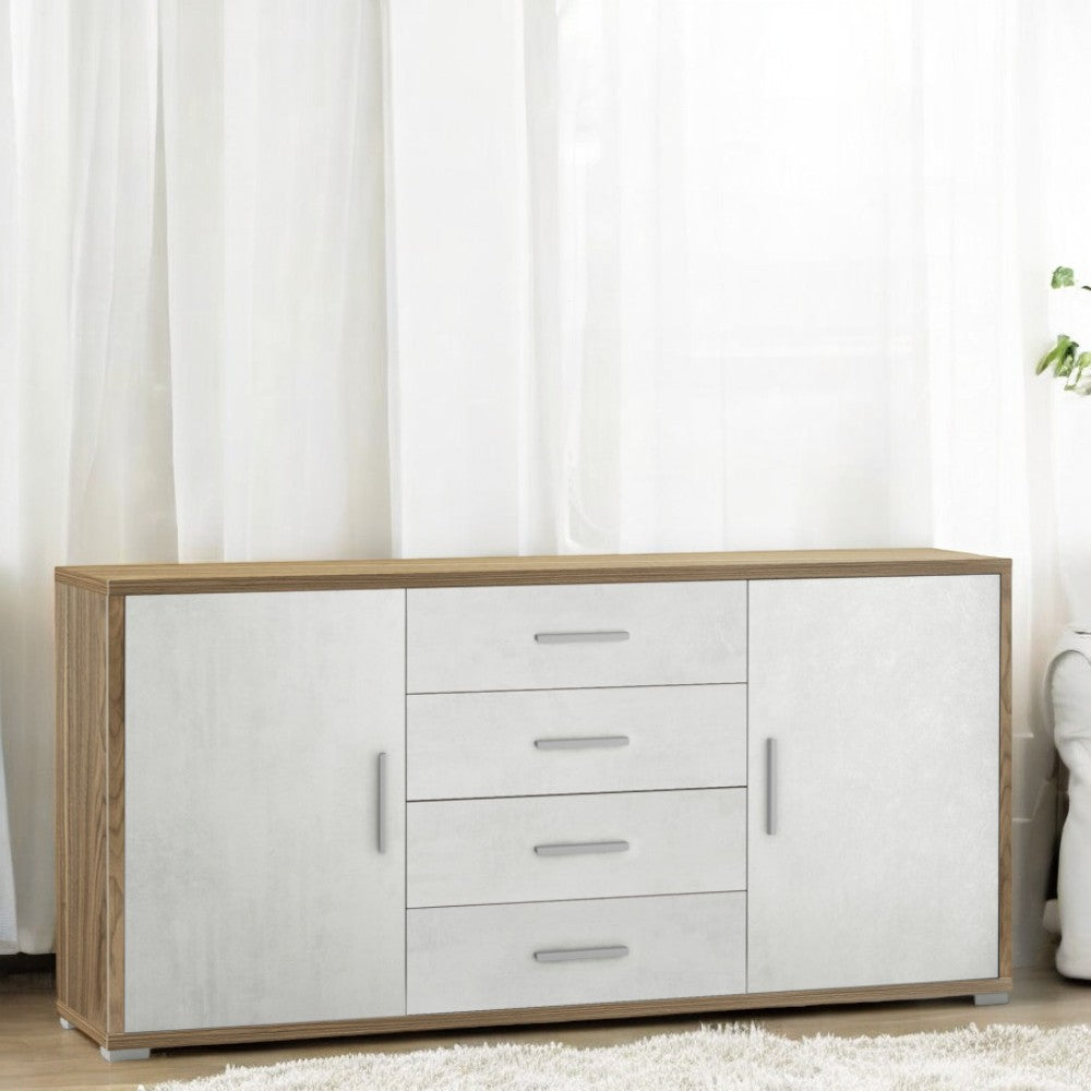Adb804Nsosk Kit armoire 2 portes 4 tiroirs en noyer Stelvio et oxyde blanc