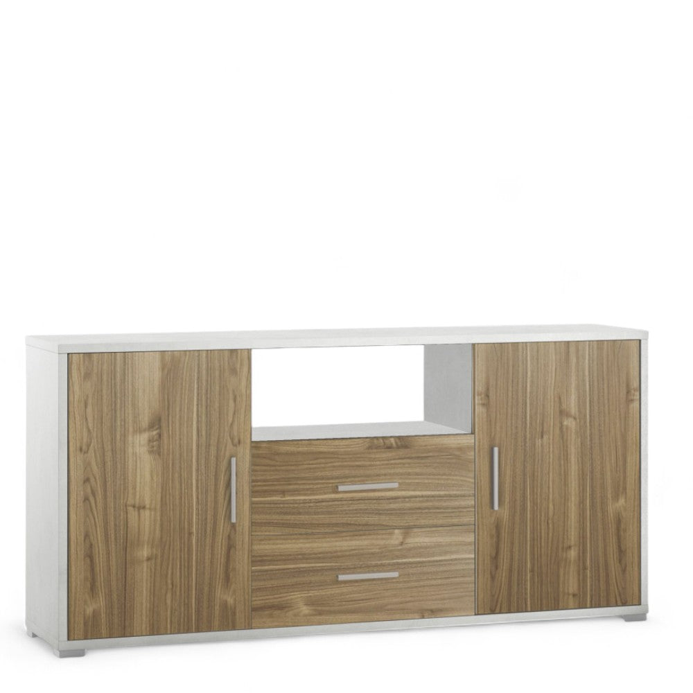 Adb802Osnsk Meuble 2 portes 2 tiroirs Kit oxyde blanc et noyer Stelvio