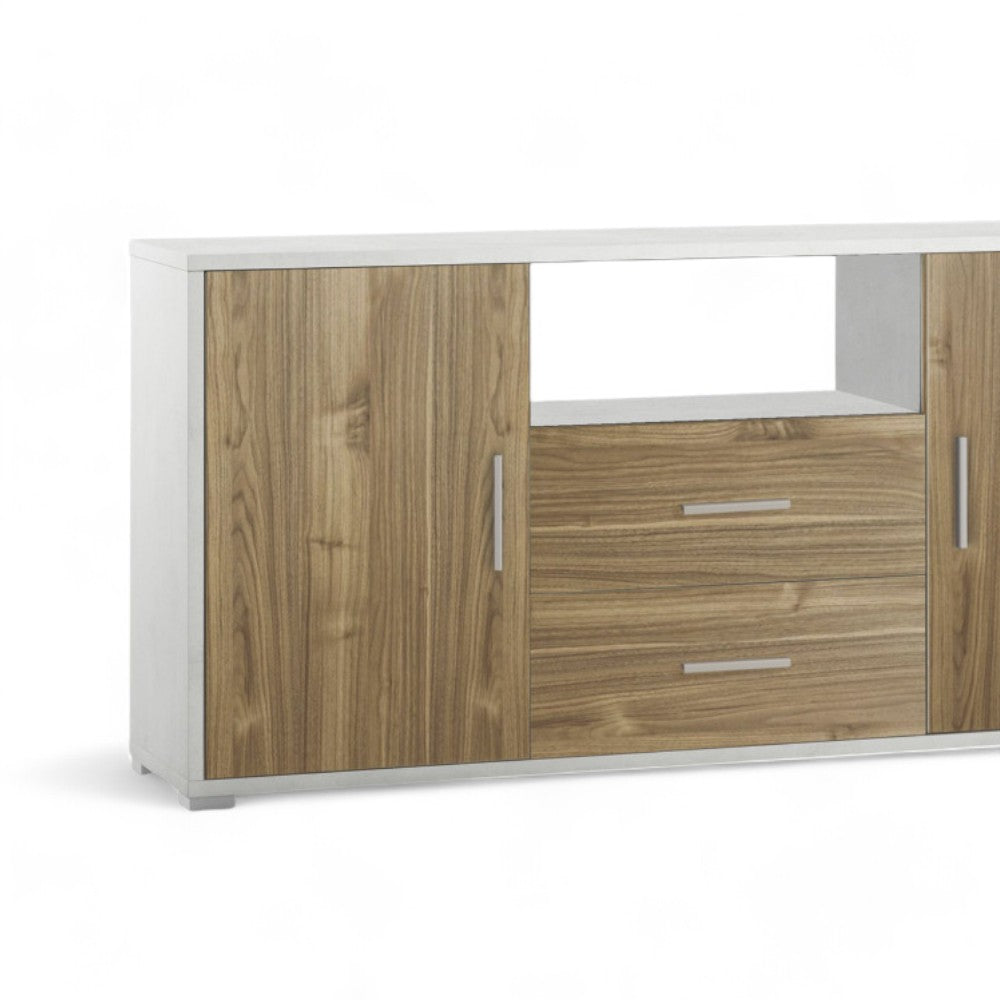 Adb802Osnsk Meuble 2 portes 2 tiroirs Kit oxyde blanc et noyer Stelvio