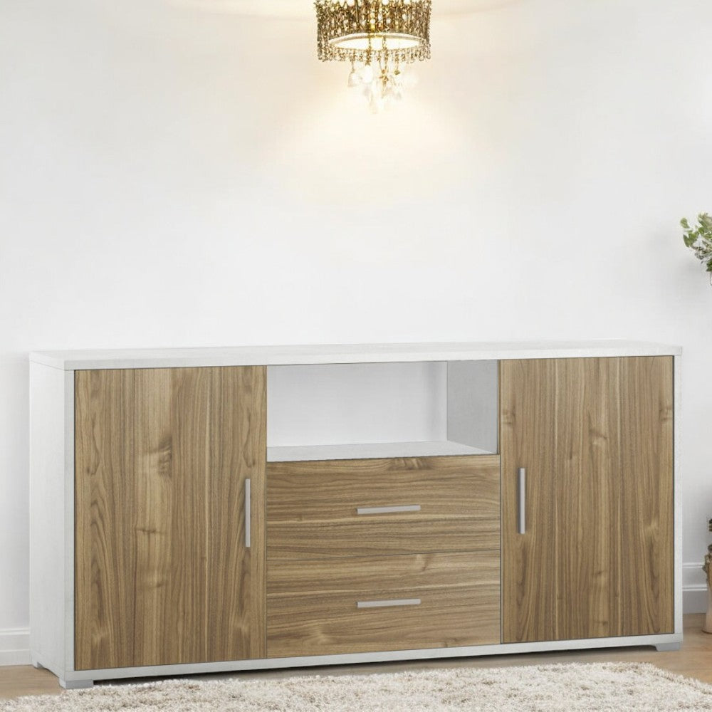 Adb802Osnsk Meuble 2 portes 2 tiroirs Kit oxyde blanc et noyer Stelvio