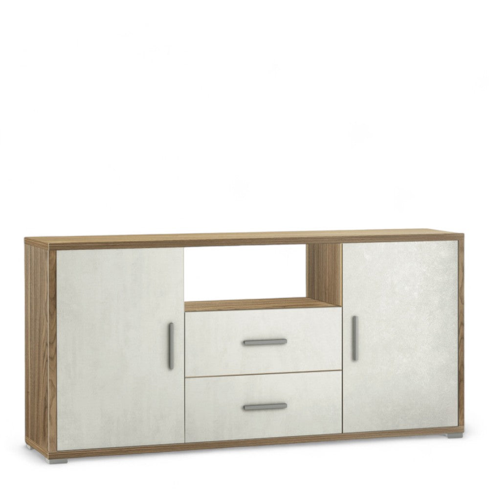 Adb802Nsosk Armoire 2 portes 2 tiroirs Kit Noyer Stelvio et Oxyde Blanc