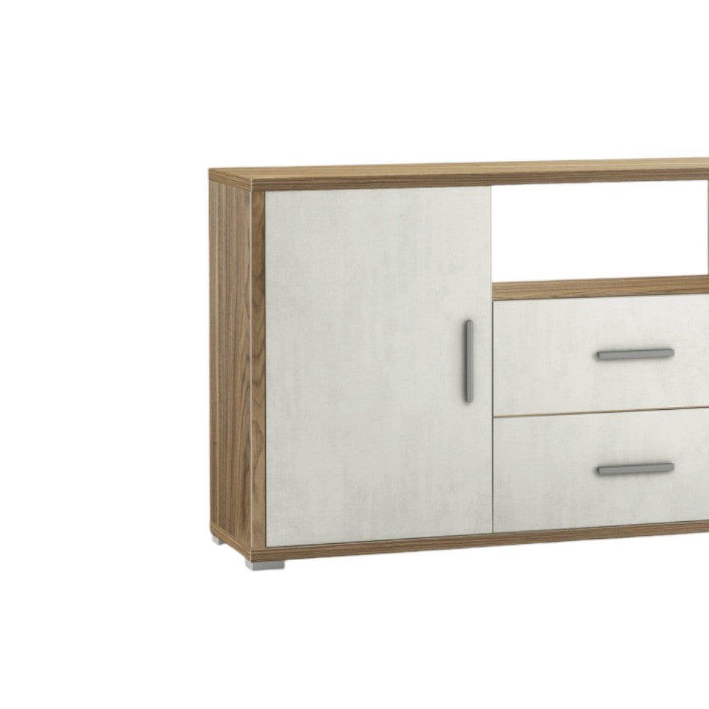 Adb802Nsosk Armoire 2 portes 2 tiroirs Kit Noyer Stelvio et Oxyde Blanc