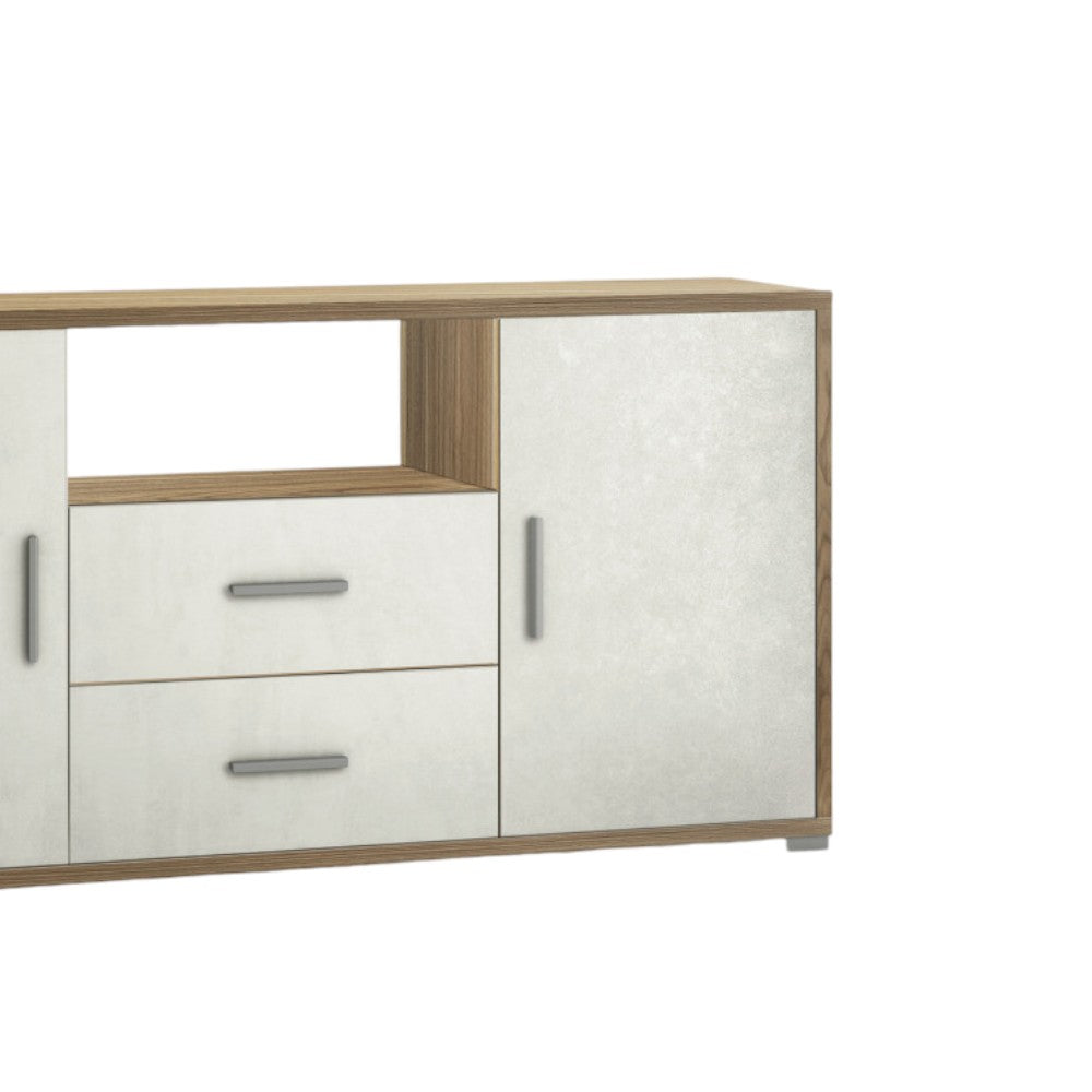 Adb802Nsosk Armoire 2 portes 2 tiroirs Kit Noyer Stelvio et Oxyde Blanc