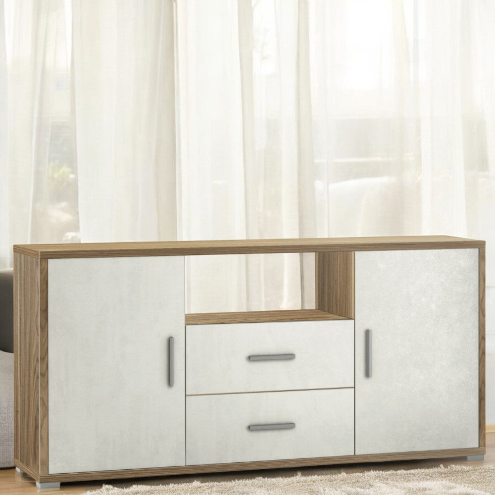 Adb802Nsosk Armoire 2 portes 2 tiroirs Kit Noyer Stelvio et Oxyde Blanc