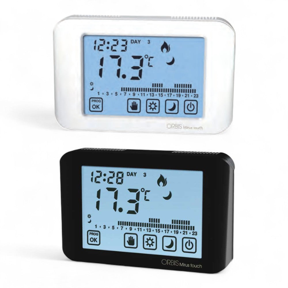 Cronotermostato digitale a programmazione giornaliera e settimanale con DisplayTouch screen retroilluminato Mirus touch