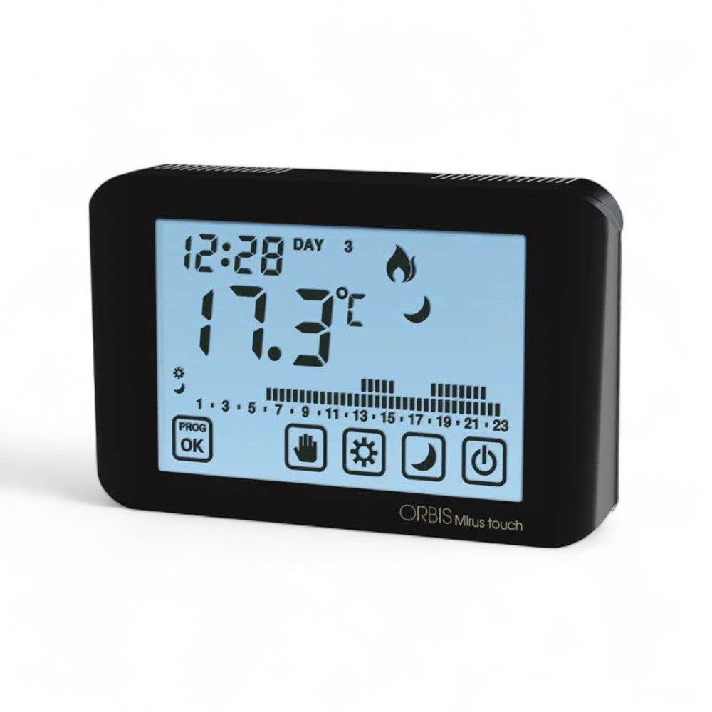 Cronotermostato digitale a programmazione giornaliera e settimanale con DisplayTouch screen retroilluminato Mirus touch
