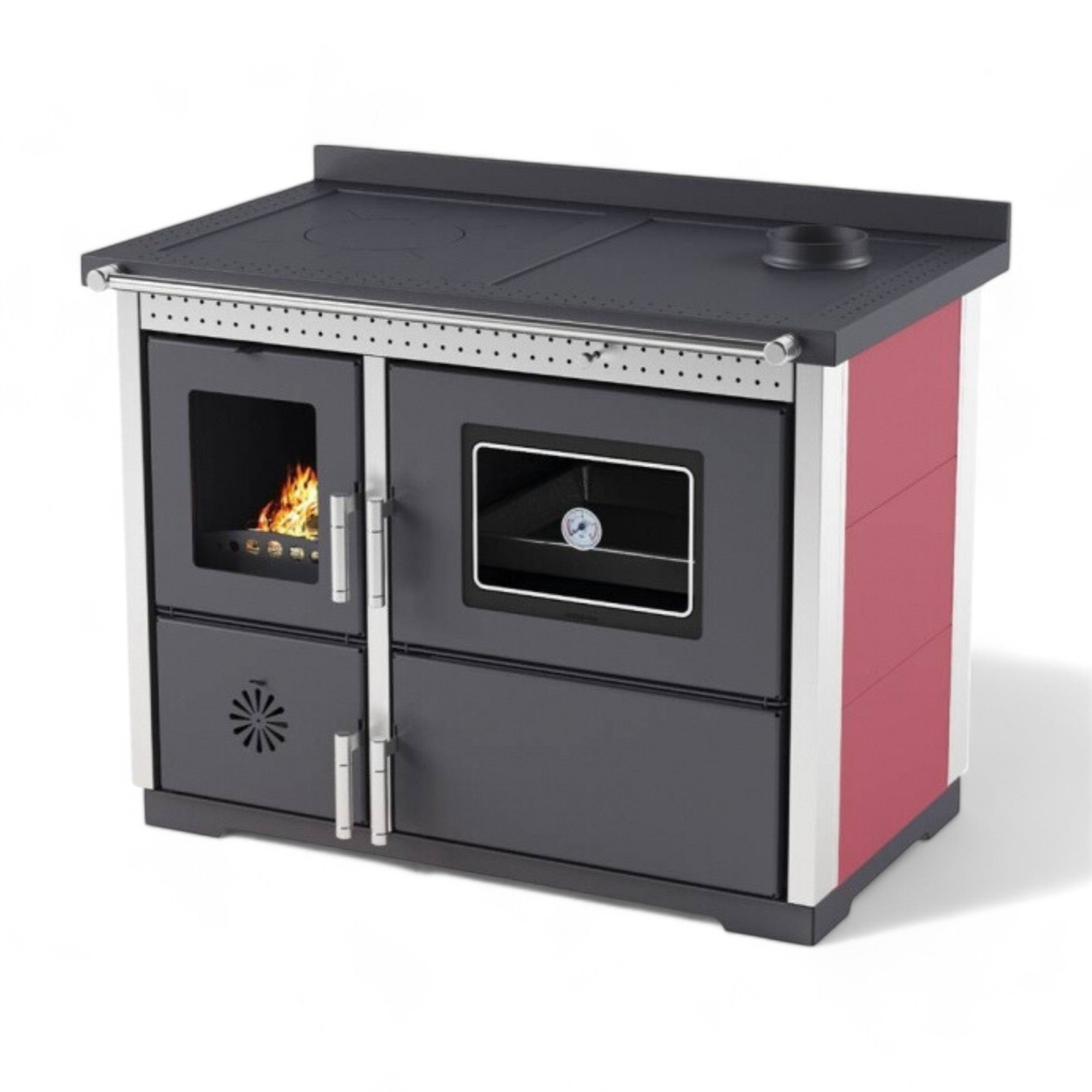Cuisinière Cuisine chauffage au bois table de cuisson en fonte avec four Structure exclusive en acier inoxydable
